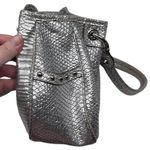 Kathy Van Zeeland Vintage Y2K Silver Croc Embossed Handbag Large Rhinestones Photo 8