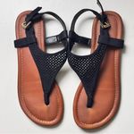 a.n.a  Women's Black perforated Design Ankle Strap Sandals with Brown Sole Sz 7 Photo 1