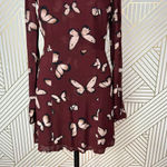 Reformation ‎ Butterfly Print Long Sleeve Mini Dress Maroon Red Size 2 Photo 2
