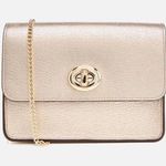 Coach  Women's‎ Turnlock Chain Crossbody Leather Bag, Platinum/Gold, NWOT Photo 0