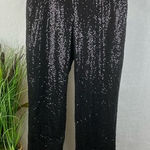 DO+BE  Black Sequins Evening Full Length Trouser Pants L Photo 0