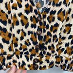 LA Hearts L.A. Hearts women's tan leopard print button v-neck lightweight cropped blouse M Photo 2