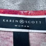 Karen Scott Tunic Top Womens 3X Pink/Orange Abstract Print V Neck Lace Trim Arts Photo 4