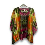 Chico's V Neck Kaftan Tunic Top Multi Color Ikat Print Sheer Kimono Sleeve S M Photo 2