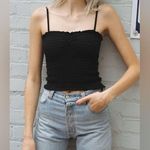 Brandy Melville  Smocked Ally Tank Top - Black Photo 0