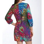 Trina Turk Kerry Peacock Feather Print Silk Blend Shift Dress Multicolor Sz 2 Photo 1