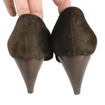 PETRA Brown Pumps Suede Gold Leather Trim Cone Heels Almond Toe Italy Size 7.5M Photo 4
