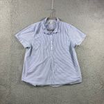 LL Bean Seersucker Shirt Women XL Popover Blue White Striped Short Sleeve Photo 1