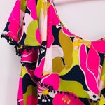 Trina Turk One Shoulder Silk Ruffle Floral Blouse Photo 6