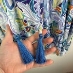 Belle Kim Gravel Floral Tunic Top Sz XL Tassel V Photo 1