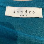 Sandro  teal linen black lace inset long sleeve tee Photo 4