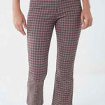 Urban Outfitters Plaid Stretch Crop Kick Flare Pants red black Sz 0 Photo 0