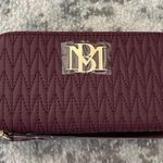 Badgley Mischka  plum Quilted Vegan Leather long Wallet/ Phone Pocket Wristlet Photo 0