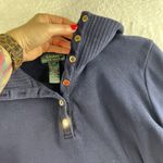 Lauren Ralph Lauren Medium M 1/4 Button Cotton Sweater Navy Blue LRL Women's Photo 3