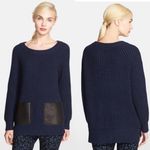 Kate Spade New York Navy navy & Black Leather Pocket Tunic Knit Sweater Small Photo 2