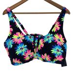 California Waves NWT Daisy Floral Multicolor V Wire Bralette Bikini Top Size 20 Photo 0