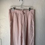 L.L.Bean Pants Womens 10 Petite Pink Linen Wide Leg Drawstring Relaxed Casual Photo 1