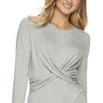 Juicy Couture NWT Womens  Gray 3/4 Sleeve Cross Ruched Front Top - Sz XS Photo 0