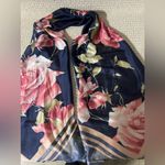 Vince Camuto  Dark Blue and Pink Rose Scarf Photo 1