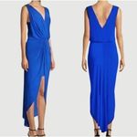 MISA Los Angeles  Leza Maxi Dress Ruched Draped Stretch Formal Deep V Blue XS NWT Photo 1