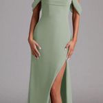 Azazie Dusty Sage A-Line Off the Shoulder Chiffon Convertible Dress Photo 0