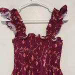 Hill House  Ellie Nap Midi Smocked Dress in Burgundy Botanical Size Small Photo 3