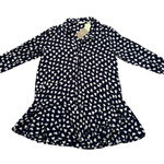 Anthropologie  11.1 Tyhlo Navy Heart Print Button Down Shirt Dress Tunic M Photo 0