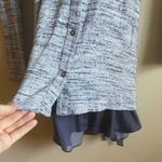 Dolan Blue Heathered Button up Top with Tie at Waist Size M Photo 2