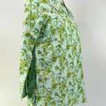 Vintage 70s Paisley Sleep Set Petite Psychedelic Dagger Collar Green Pajamas Size L Photo 3