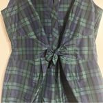 Vineyard Vines Women’s  Green & Blue Plaid Shorts Romper Tie Front Size 16 Photo 2