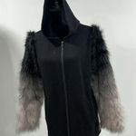 ZARA  hooded sweater/jacket with faux fur sleeves Photo 0