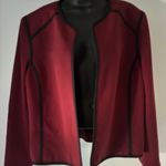 Evan Picone Black Label Blazer 18 Maroon Black Trim Career Open Front Timeless Photo 0