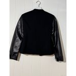 Akris Punto · Wool & Lambskin Leather Sleeve Asymmetrical Moto Jacket · Black 6 Photo 2
