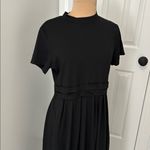 Halara  Stand Collar Short Sleeve Pocket Flare Maxi Dress Black Photo 4