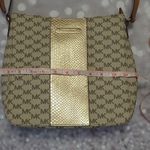 Michael Kors Purse Bag Gold Center Stripe Crossbody Purse Photo 8