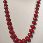 1980s Cherry Red Graduated Beaded Retro Vintage Necklace Red Photo 0