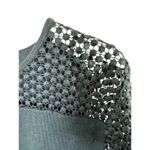 Ann Taylor LOFT Emerald Green Lace Sleeve & Chest Sweater Women's Large Photo 2