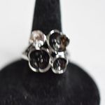 Source Unknown NWOT Flower Bouquet Black Enamel Inlay Rhinestone Size 6 Y2k Statement Ring Photo 1