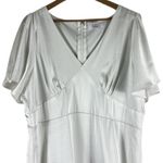 Lulus  Eternal Bond Maxi Dress Womens 1X White Satin Ruffle Flutter Sleeve Event Photo 2