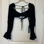 White Fox Boutique NWT  Sheer Perfection Long Sleeve Underwire Crop Black Small Photo 8