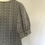 Loft black white vintage dress puffed sleeves midi women's size S circle neck Photo 6