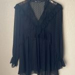 ZARA  sheer black ruffled dotted blouse Photo 1