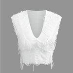 Micas Distressed V-neck Cap Sleeve Crop Top And Slit Maxi Skirt Set Photo 6