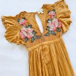Cleobella Anthropologie  Amery Maxi Dress Embroidered Shear Slit - Mustard XS Photo 3