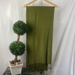 Pashmina  Army Green Rectangular Fringe Trim Scarf OS Photo 1