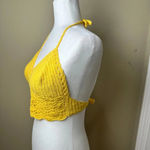 Handmade Yellow Crochet Halter Bralette Crop Top - one size Photo 3