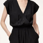Aritzia  Babaton Corbett Romper Relaxed Pure Silk Short Sleeve Black Size‎ XS Photo 0