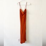 ASTR The Label Gaia Orange Rust Cowl Neck Satin Midi Slip Dress Sz M Revolve Photo 3