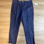 Joe Fresh  Women Size 12 Slim Fit Printed Dress Pants Navy Blue Geometric Pattern Photo 6