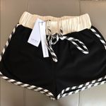 Akira NWT Boxing Athletic Black White Stripe Trim Drawstring Lounge Shorts Small Photo 1